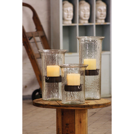 Original Glass Candle Cylinder with Rustic Insert \ Large