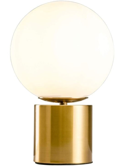 Modern Gold Globe Table Desk Lamp,Vintage Mid Century Round Table Lamp with White Glass Shade Metal Base for Bedroom Bedside Lamp Living Room End Table