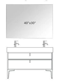 Beveled Mirror, Wall Mirror 40" x 32", Frameless Rectangle Bathroom Vanity Mirror with Beveled Edge, Hangs Horizontally or Vertically. Upgraded Shatterproof Mirror, Bathroom, Gym.