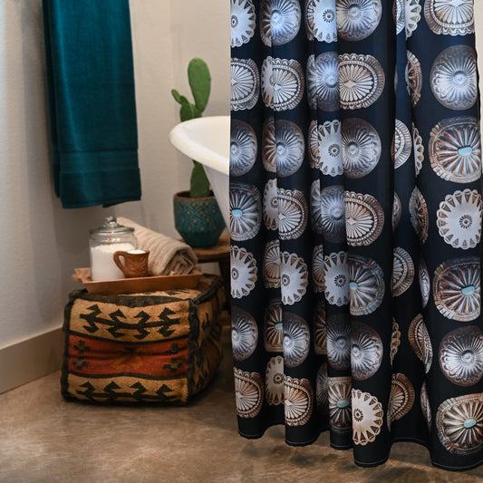 Fringe Shower Curtain - Black Big Concho