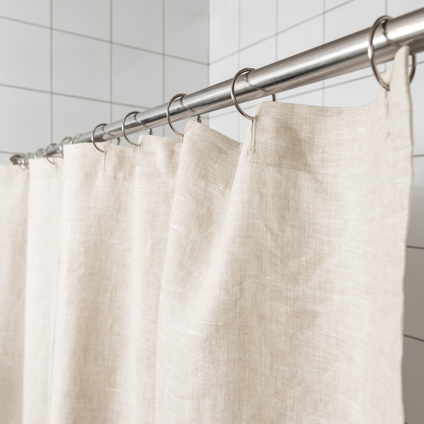 Cream Linen Shower Curtain – Simple Linen Bathroom Panel – Custom Size: 80", 90", and 96" height