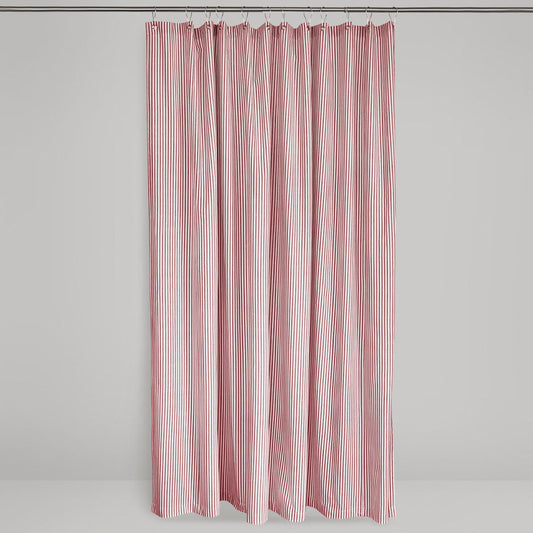 Red Ticking Stripe Shower Curtain