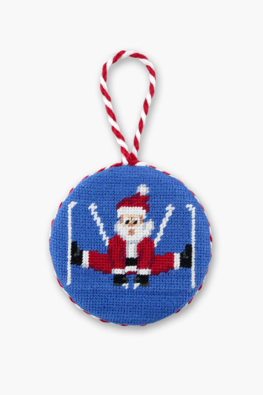 Skiing Santa Needlepoint Ornament