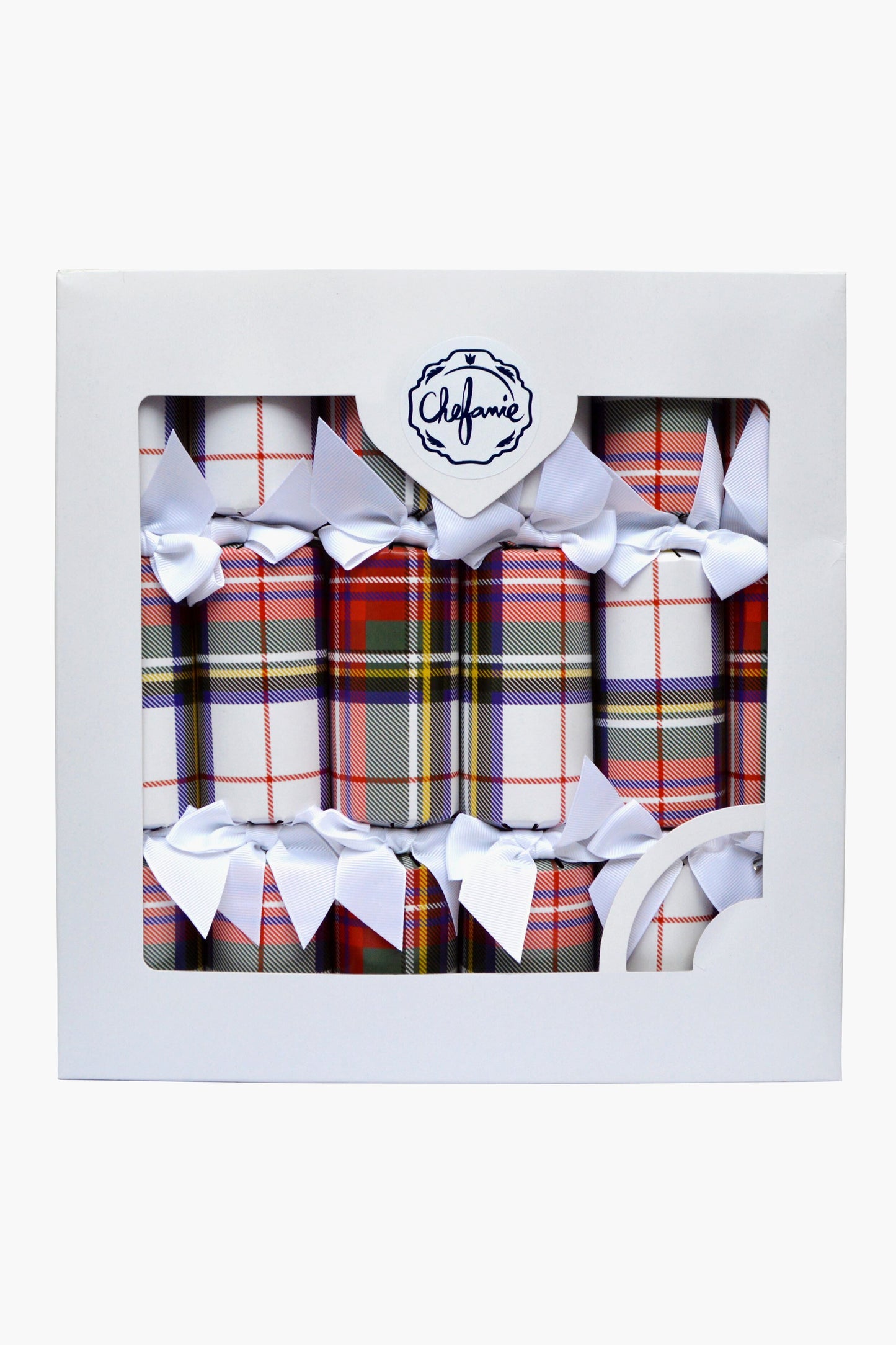 White Plaid Poppers Set of 6