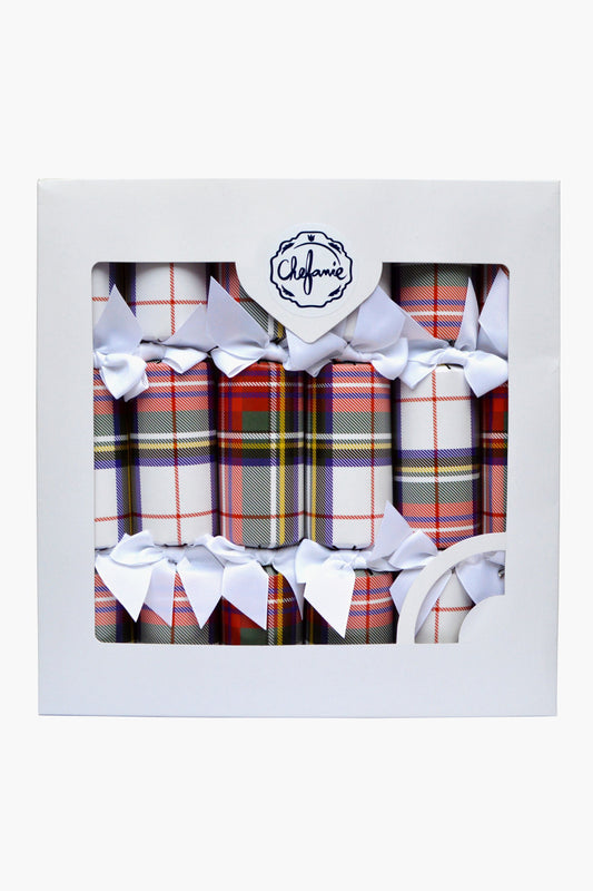White Plaid Poppers Set of 6