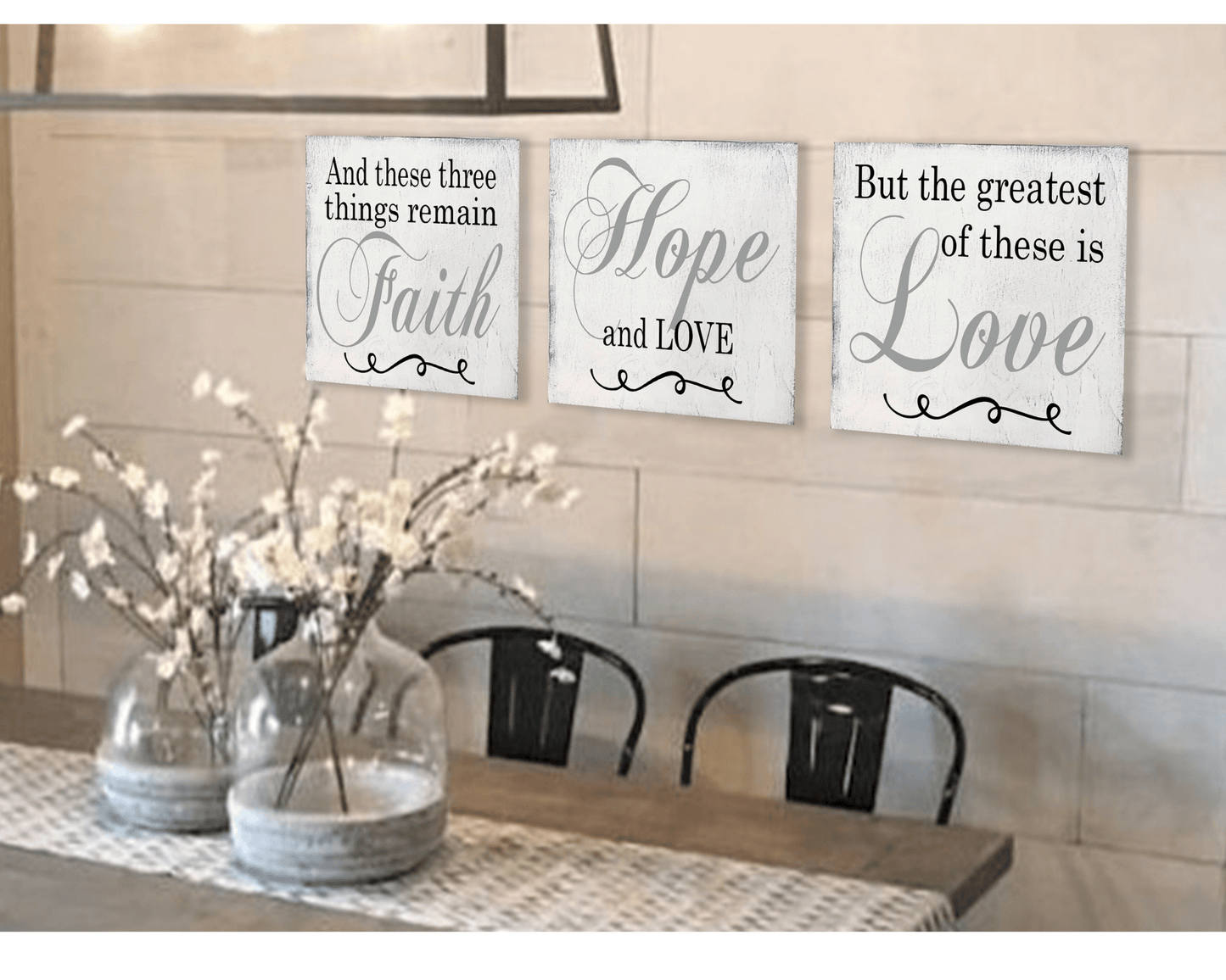 And These Three Things Remain Faith Hope Love Wood Sign