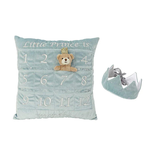 Mon Ami Prince First Year Milestone Pillow & Crown Gift Set