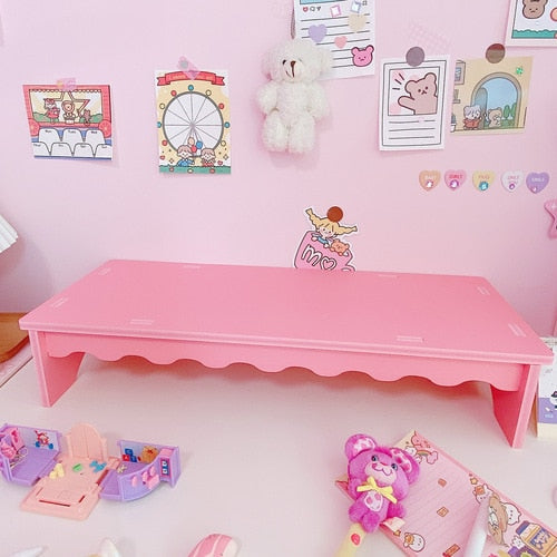 Pink Wooden Storage Stand for Desk
