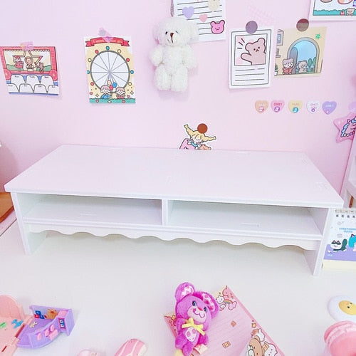 Pink Wooden Storage Stand for Desk