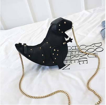 3D Dinosaur Design Leather Girl's Chain Purse Shoulder Bag