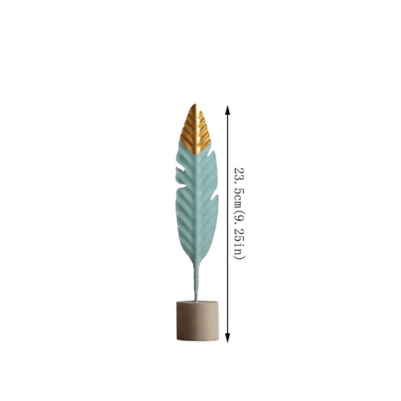 Modern Feather Wooden Decorations: Simple Miniature Figurines for Home and Office Decor