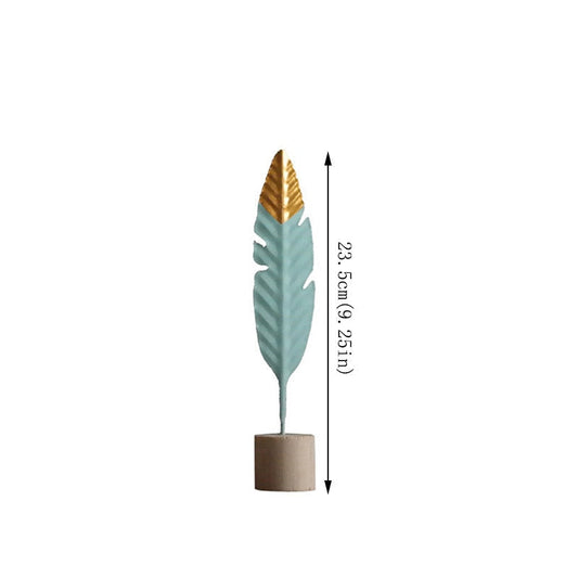 Modern Feather Wooden Decorations: Simple Miniature Figurines for Home and Office Decor