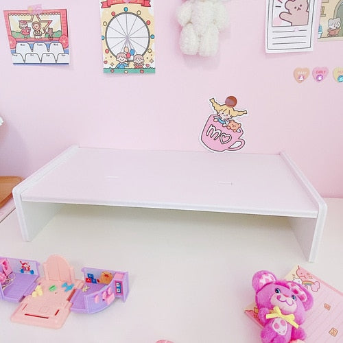 Pink Wooden Storage Stand for Desk