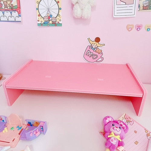 Pink Wooden Storage Stand for Desk