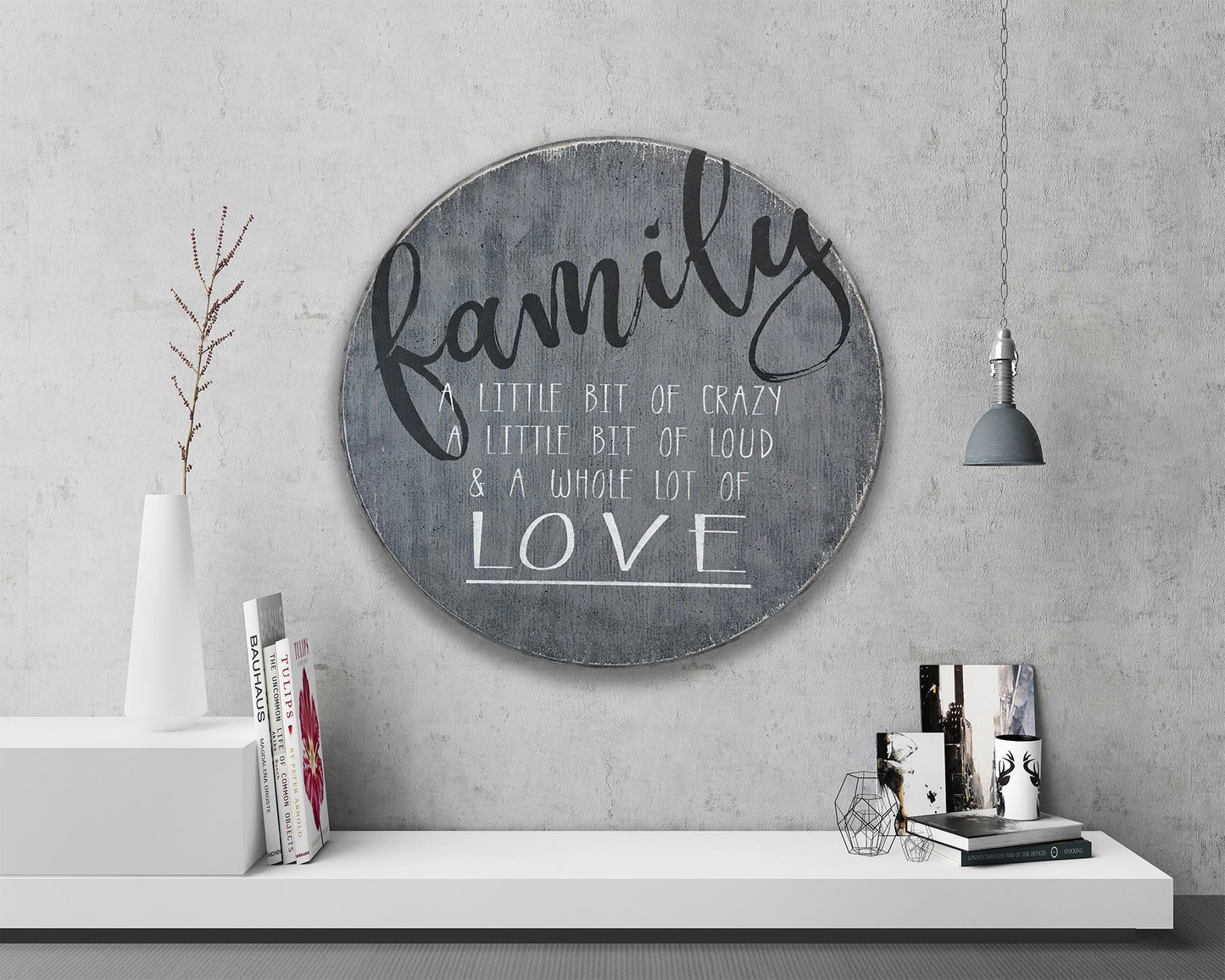 family a little bit of crazy & a whole lot of love round sign photo wall ideas family room decor