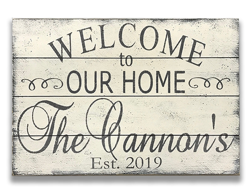 Welcome To Our Home Family Name Sign