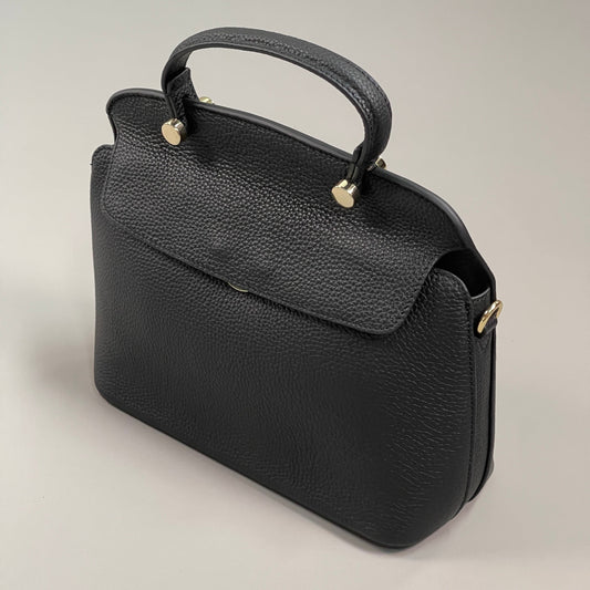 PLUM QUEEN Classic Genuine Leather Handbag Women's Sz M Black (New)