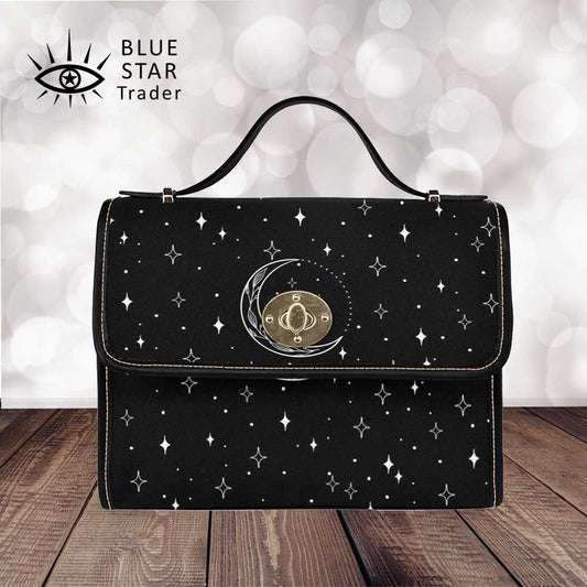 Minimalist Cute Moon Purse, Cross Body Purse, Vegan Cottagecore Canvas Satchel bag