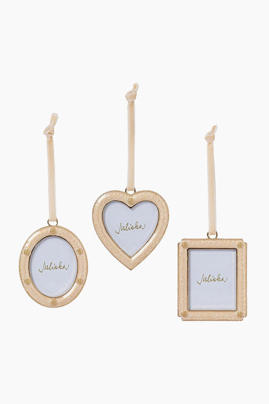 Champagne Berry and Thread Metal Frame Ornaments