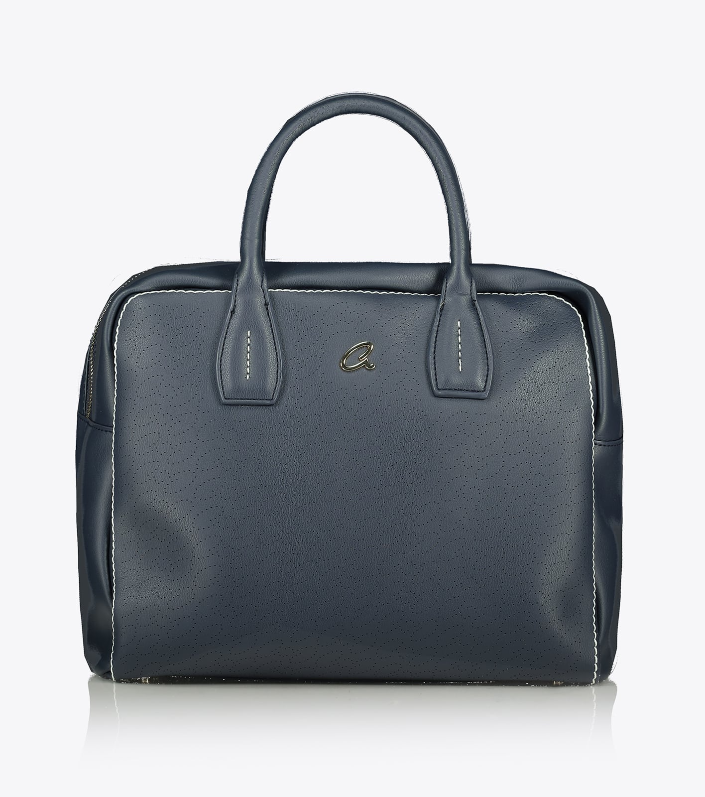 Axel Edwina Navy Perforated Monogram Handbag