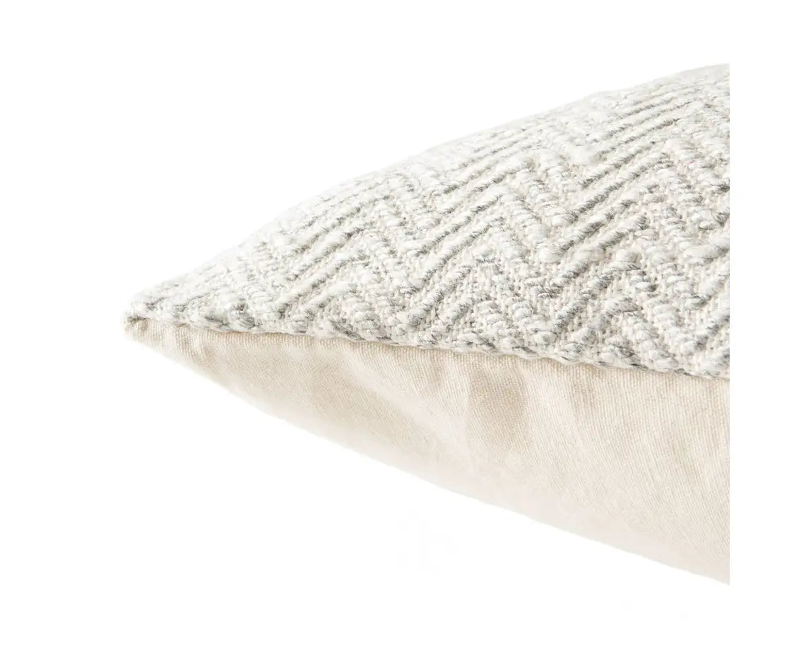 Peykan Gray, Ivory Chevron Pillow