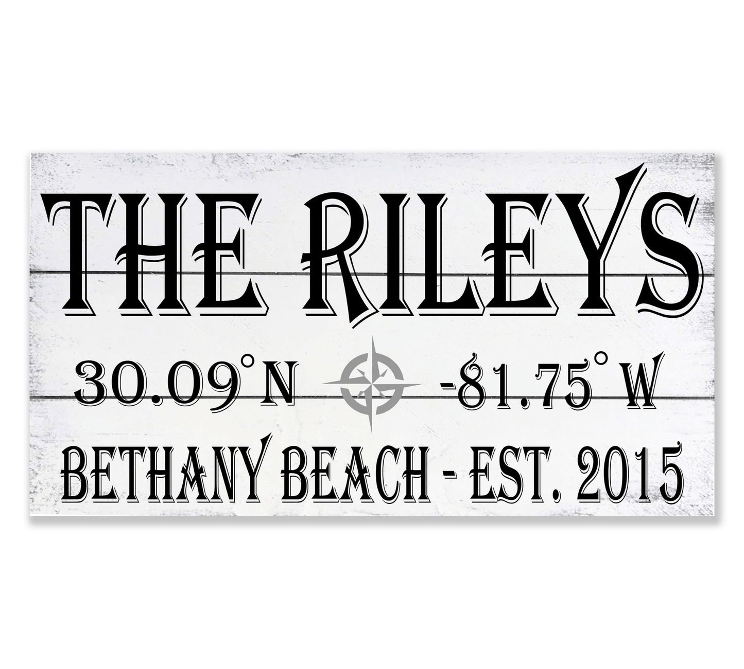 Personalized Name Sign with Beach Coordinates