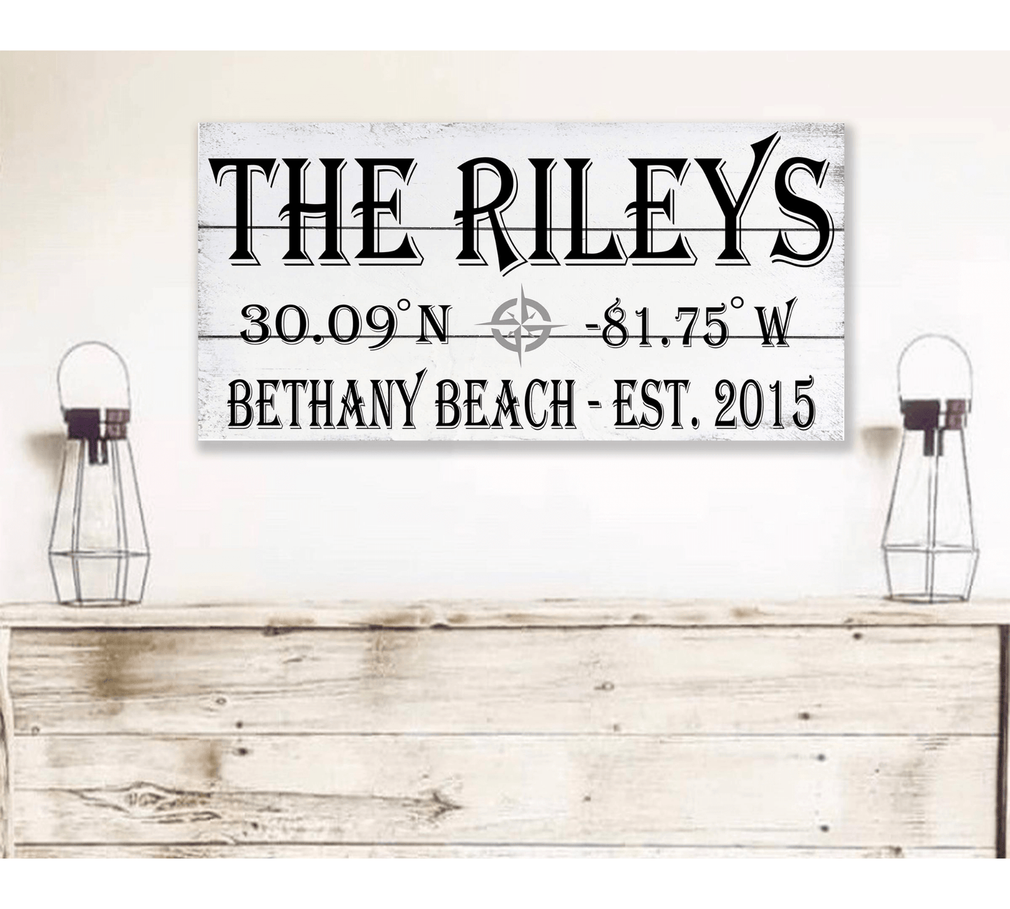 Personalized Name Sign with Beach Coordinates