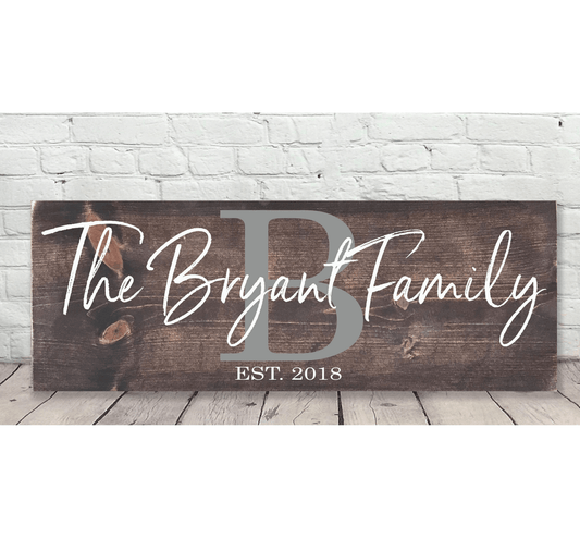 Personalized Family Name Sign with Initial