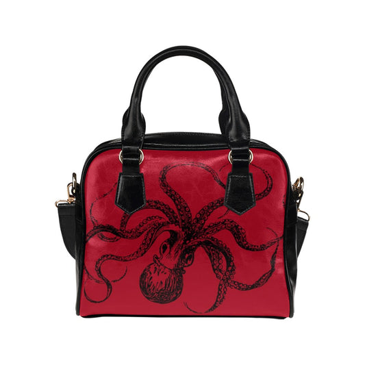 Red Octopus Purse, Goth Bowler Bag