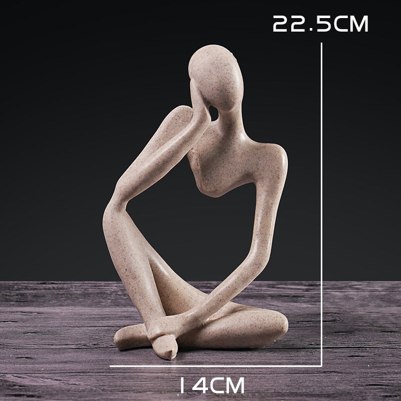 Nordic Abstract Thinker Statue: Modern Handcrafted Resin Art for Home and Office