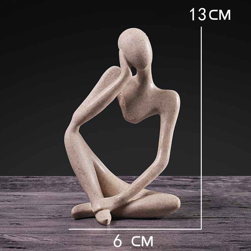 Nordic Abstract Thinker Statue: Modern Handcrafted Resin Art for Home and Office