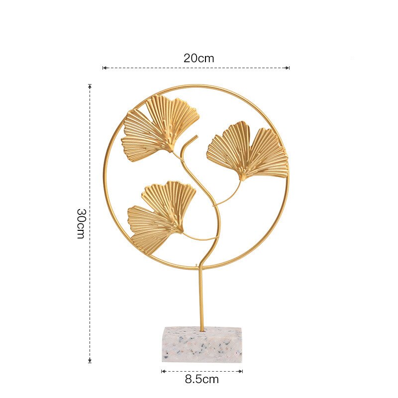 Nordic Creative Golden Ginkgo Leaf Ornaments - Modern Crafts for Living Room Decor and Home Decoration