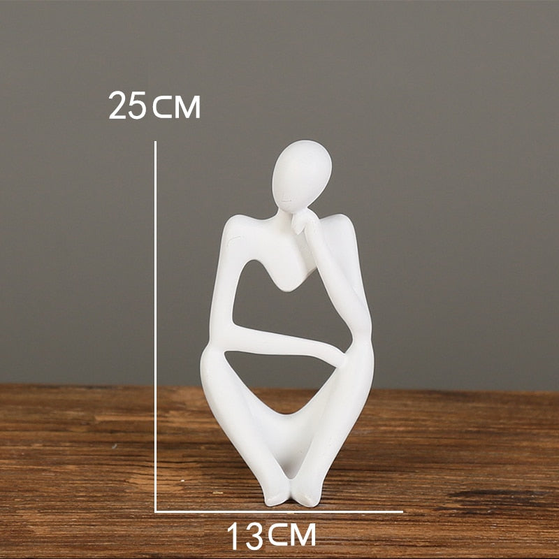 Nordic Abstract Thinker Statue: Modern Handcrafted Resin Art for Home and Office