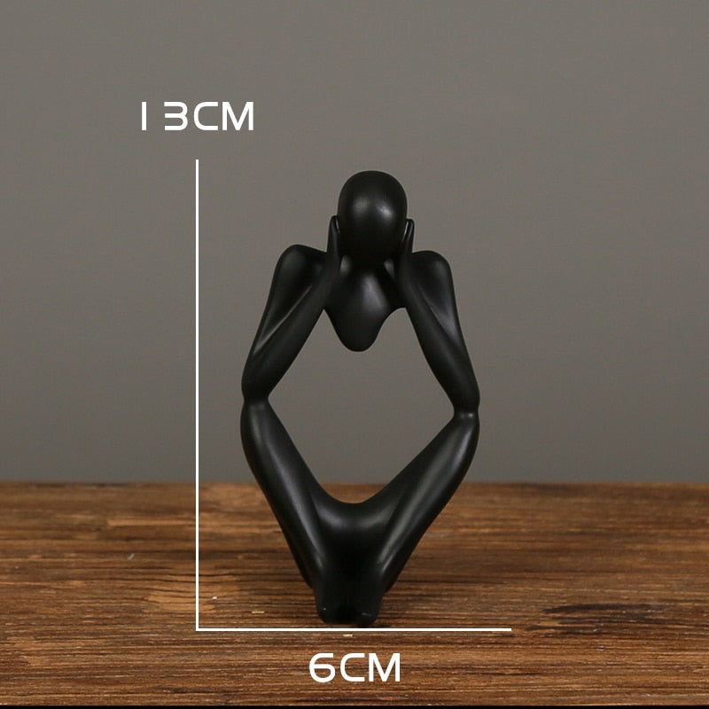 Nordic Abstract Thinker Statue: Modern Handcrafted Resin Art for Home and Office