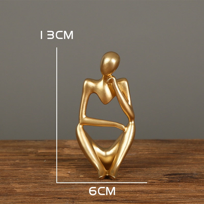 Nordic Abstract Thinker Statue: Modern Handcrafted Resin Art for Home and Office