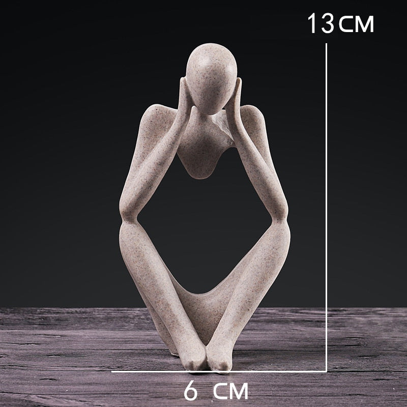 Nordic Abstract Thinker Statue: Modern Handcrafted Resin Art for Home and Office