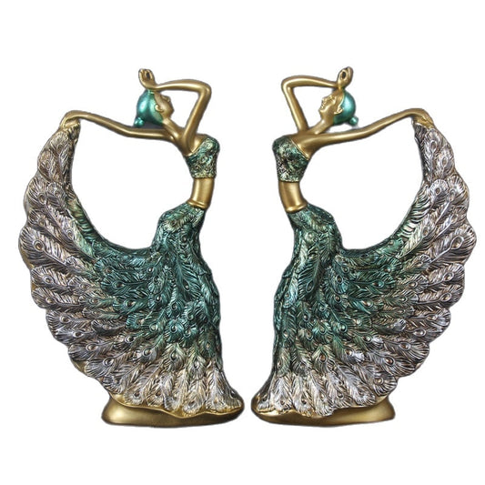 Nordic Peacock Dancer Figurines - Luxurious Resin Statue Sculpture for Home Decor