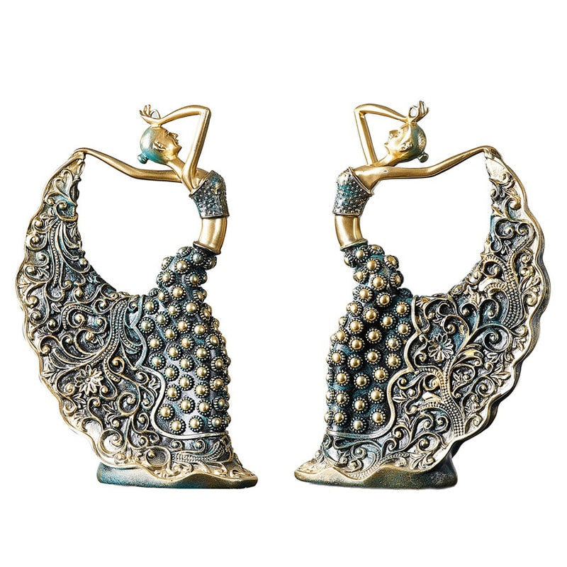 Nordic Peacock Dancer Figurines - Luxurious Resin Statue Sculpture for Home Decor