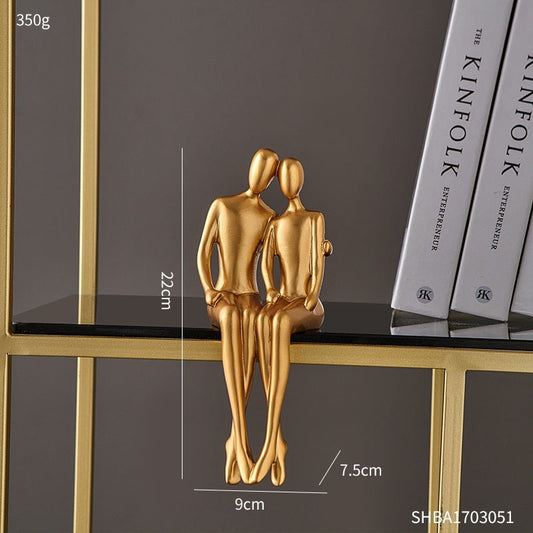 Modern Abstract Golden Resin Sculpture - Desk Accessories for Home Decor in Nordic Style