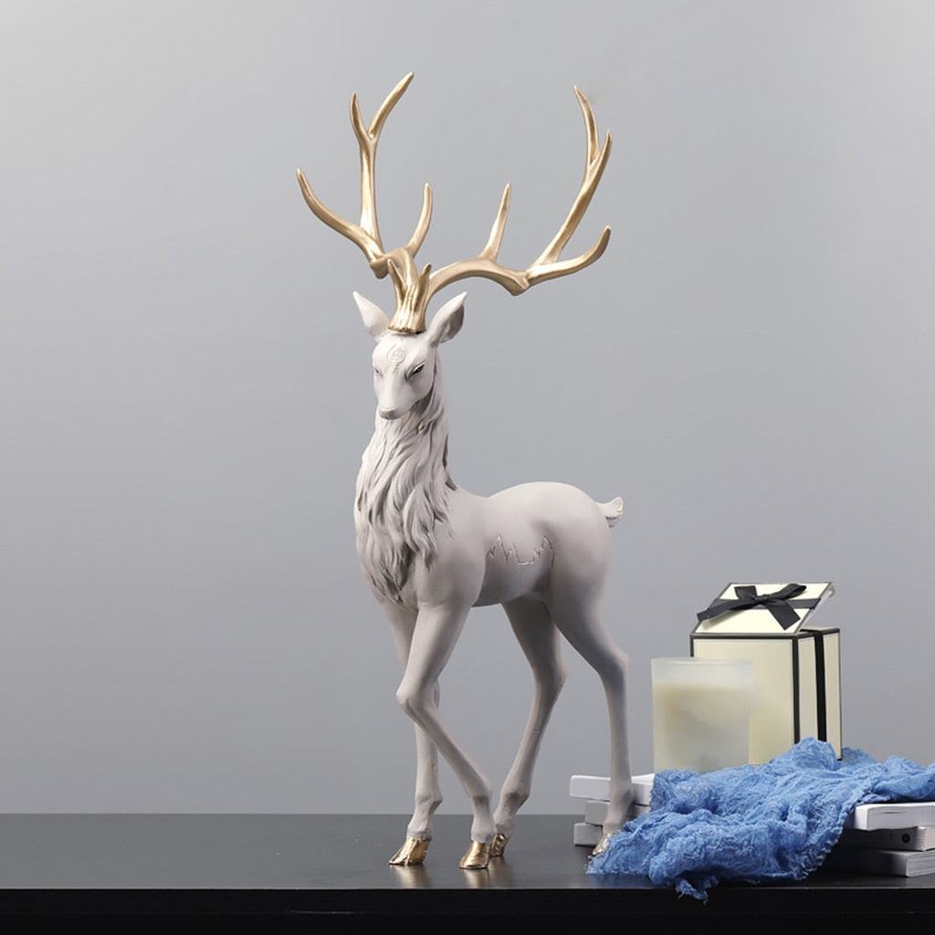 Elegant Black Deer Decoration: Reindeer Ornaments for Shelf and Living Room, Craft Furnishings, Elk Sculptures for Home Decor