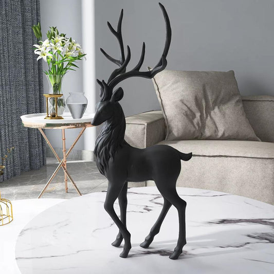 Elegant Black Deer Decoration: Reindeer Ornaments for Shelf and Living Room, Craft Furnishings, Elk Sculptures for Home Decor