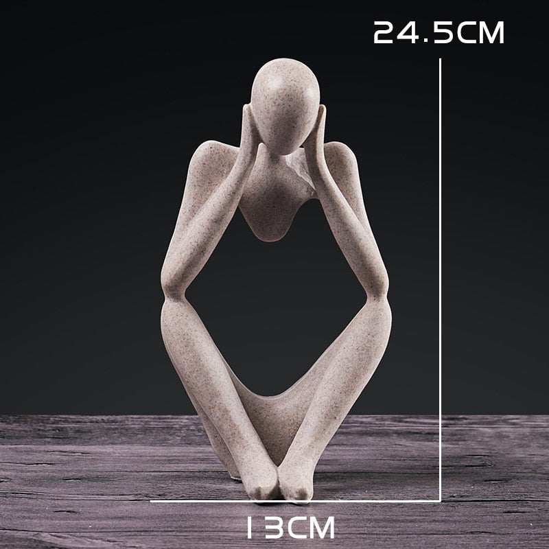 Nordic Abstract Thinker Statue: Modern Handcrafted Resin Art for Home and Office
