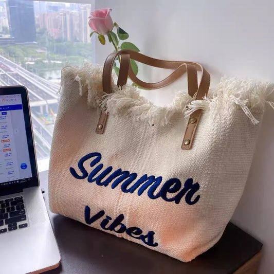 Canvas Women Handbags | Large Tote Beach Bag | Shopping Bags | Underarm Shoulder Bag for Female | Casual Canvas Beach Bags ShopOnlyDeal
