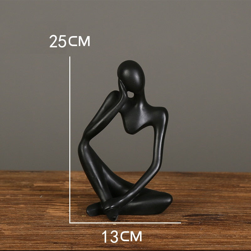 Nordic Abstract Thinker Statue: Modern Handcrafted Resin Art for Home and Office