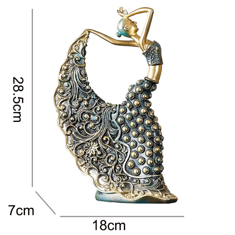 Nordic Peacock Dancer Figurines - Luxurious Resin Statue Sculpture for Home Decor