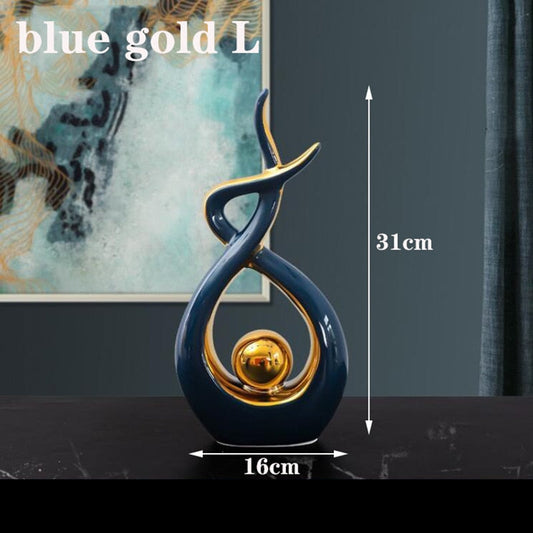 Modern Abstract Art Statue: Ceramics Statue Figurine for Home Decor, Unique Ornaments and Sculpture Decoration for Living Room Table Centerpiece