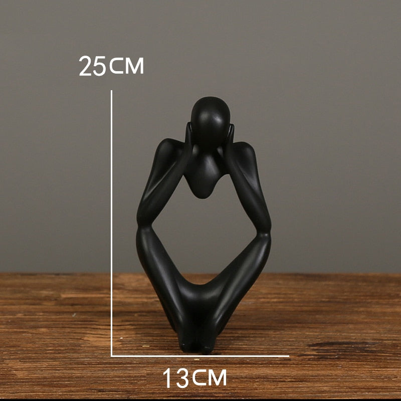 Nordic Abstract Thinker Statue: Modern Handcrafted Resin Art for Home and Office