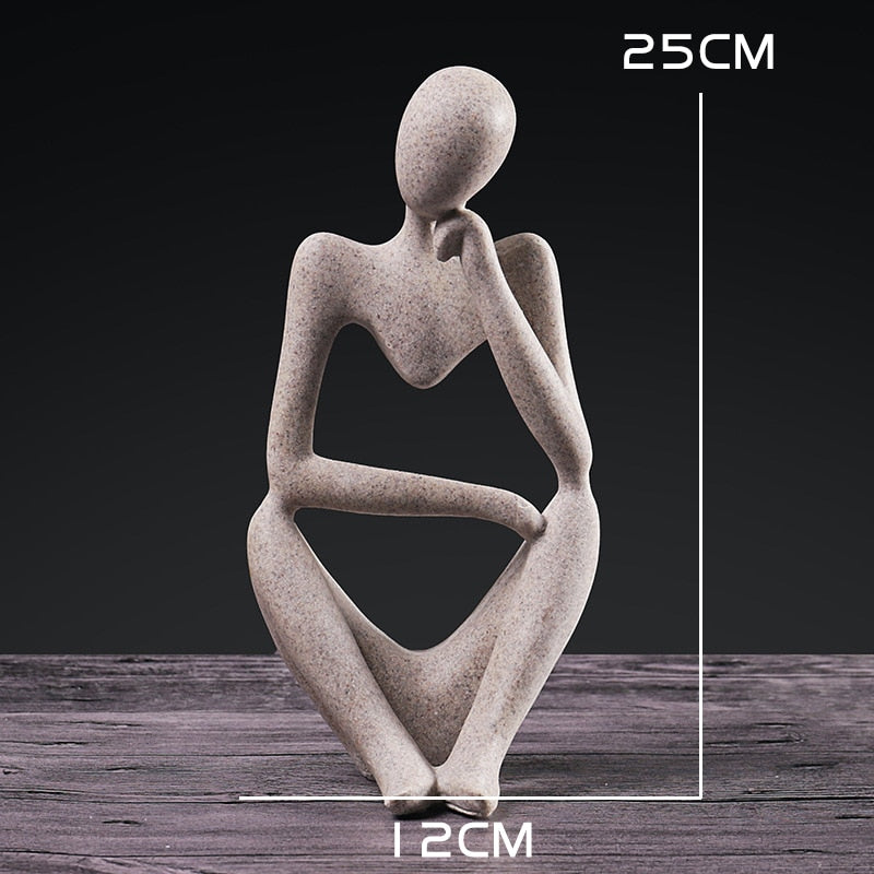 Nordic Abstract Thinker Statue: Modern Handcrafted Resin Art for Home and Office