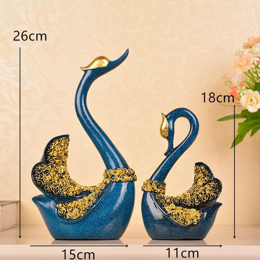 Creative Swan Figurines - Resin Crafts for Bedroom and Living Room Decor