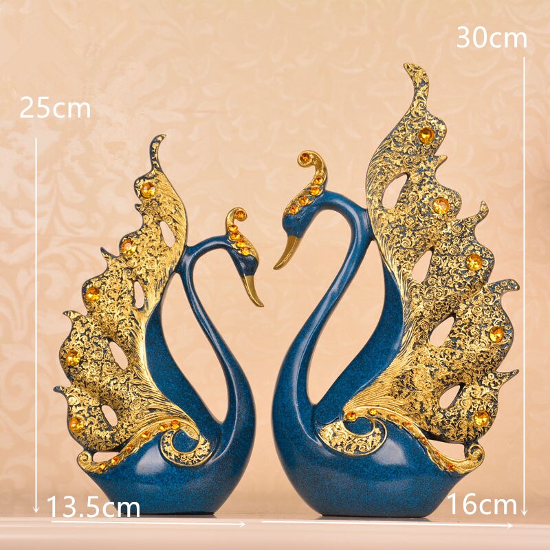 Creative Swan Figurines - Resin Crafts for Bedroom and Living Room Decor